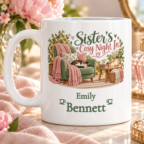 Sister’s Cosy Night In – Personalised Mug