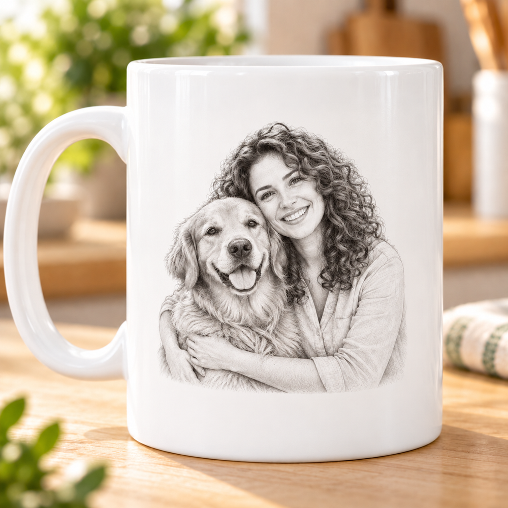 Black & White Sketch Photo Mug