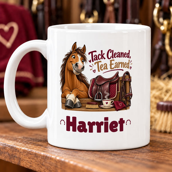 Tack Cleaned, Tea Earned – Personalised Mug