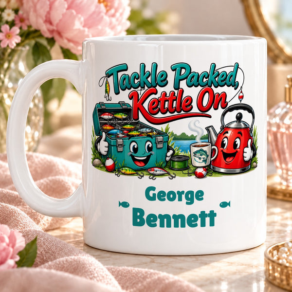 Tackle Packed, Kettle On – Personalised Mug