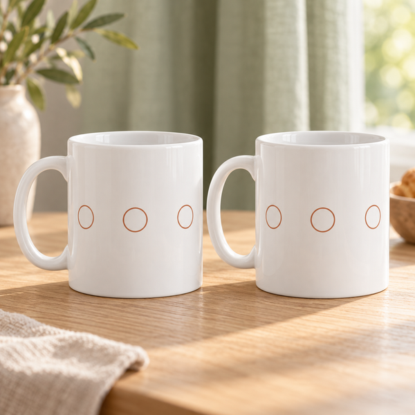 Terracotta Minimal Circle Ceramic Mugs – Set of 2