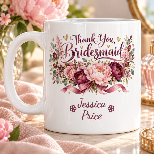 Thank You, Bridesmaid – Personalised Mug