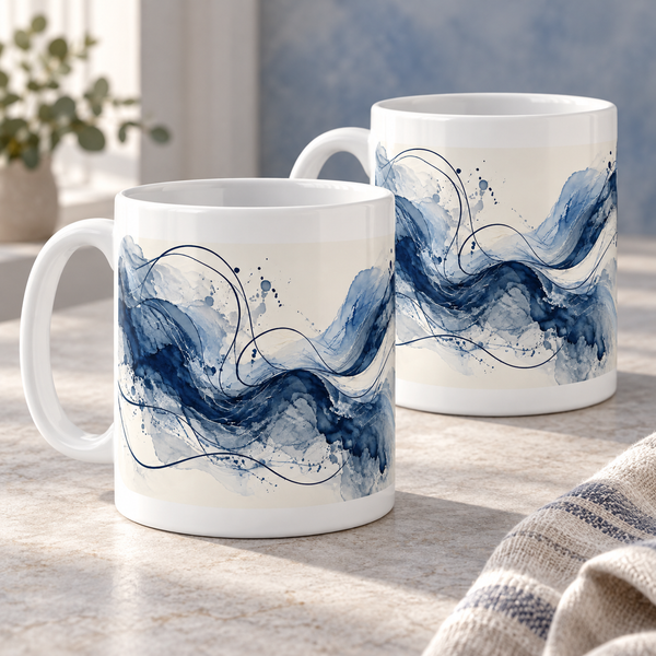 Wandering Ink Abstract Ceramic Mugs – Set of 2