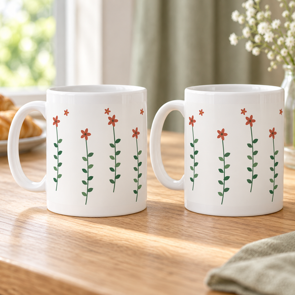 Wild Poppies Ceramic Mugs – Set of 2